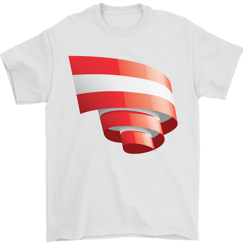 Curled Austria Flag Austrian Day Football Mens T-Shirt 100% Cotton White