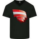 Curled Austria Flag Austrian Day Football Mens V-Neck Cotton T-Shirt Black