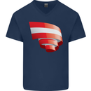 Curled Austria Flag Austrian Day Football Mens V-Neck Cotton T-Shirt Navy Blue