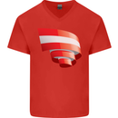 Curled Austria Flag Austrian Day Football Mens V-Neck Cotton T-Shirt Red