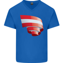 Curled Austria Flag Austrian Day Football Mens V-Neck Cotton T-Shirt Royal Blue