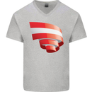 Curled Austria Flag Austrian Day Football Mens V-Neck Cotton T-Shirt Sports Grey