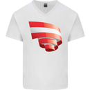 Curled Austria Flag Austrian Day Football Mens V-Neck Cotton T-Shirt White