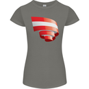 Curled Austria Flag Austrian Day Football Womens Petite Cut T-Shirt Charcoal