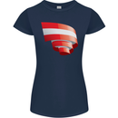 Curled Austria Flag Austrian Day Football Womens Petite Cut T-Shirt Navy Blue