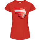 Curled Austria Flag Austrian Day Football Womens Petite Cut T-Shirt Red