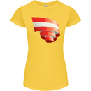 Curled Austria Flag Austrian Day Football Womens Petite Cut T-Shirt Yellow