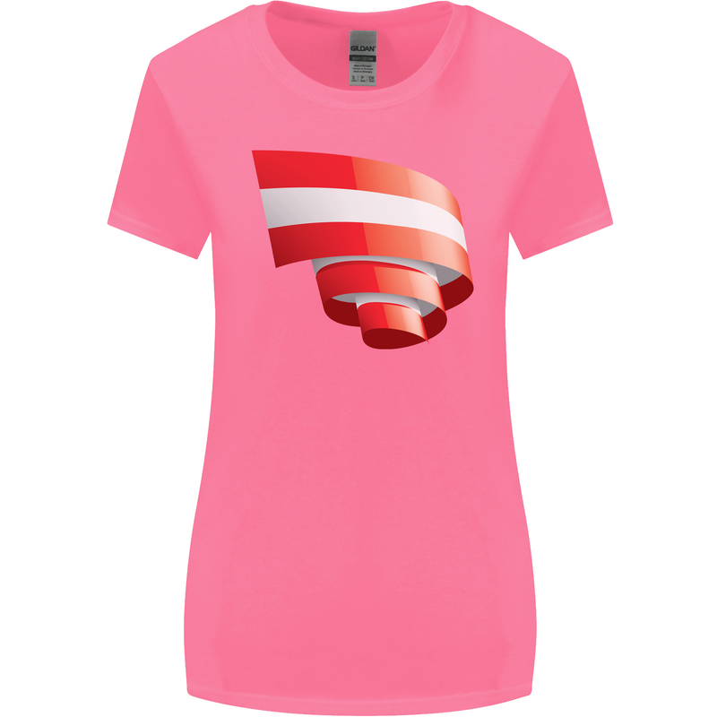 Curled Austria Flag Austrian Day Football Womens Wider Cut T-Shirt Azalea