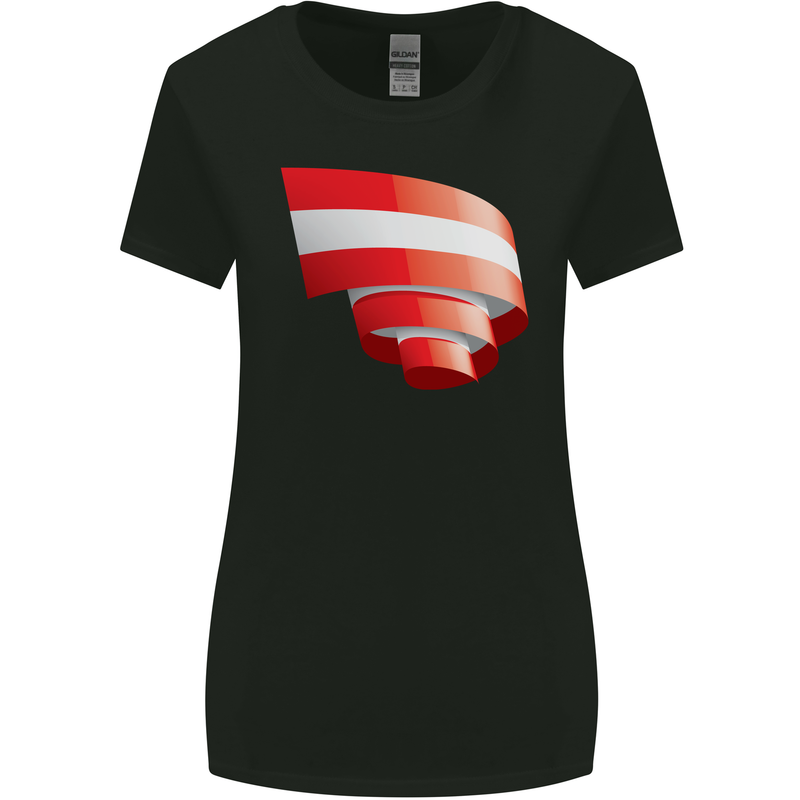 Curled Austria Flag Austrian Day Football Womens Wider Cut T-Shirt Black