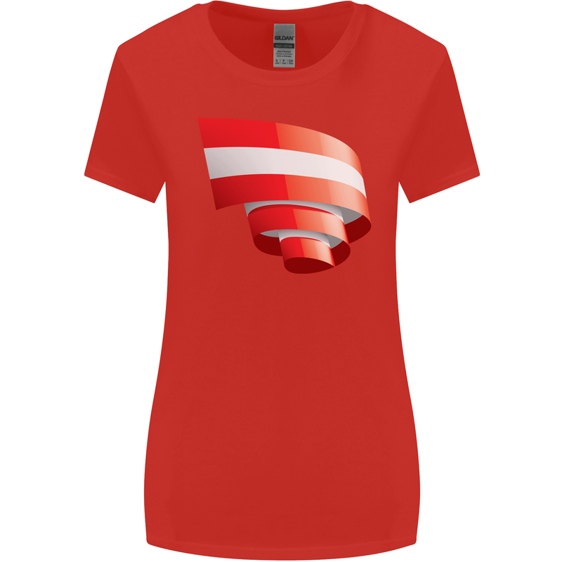 Curled Austria Flag Austrian Day Football Womens Wider Cut T-Shirt Red