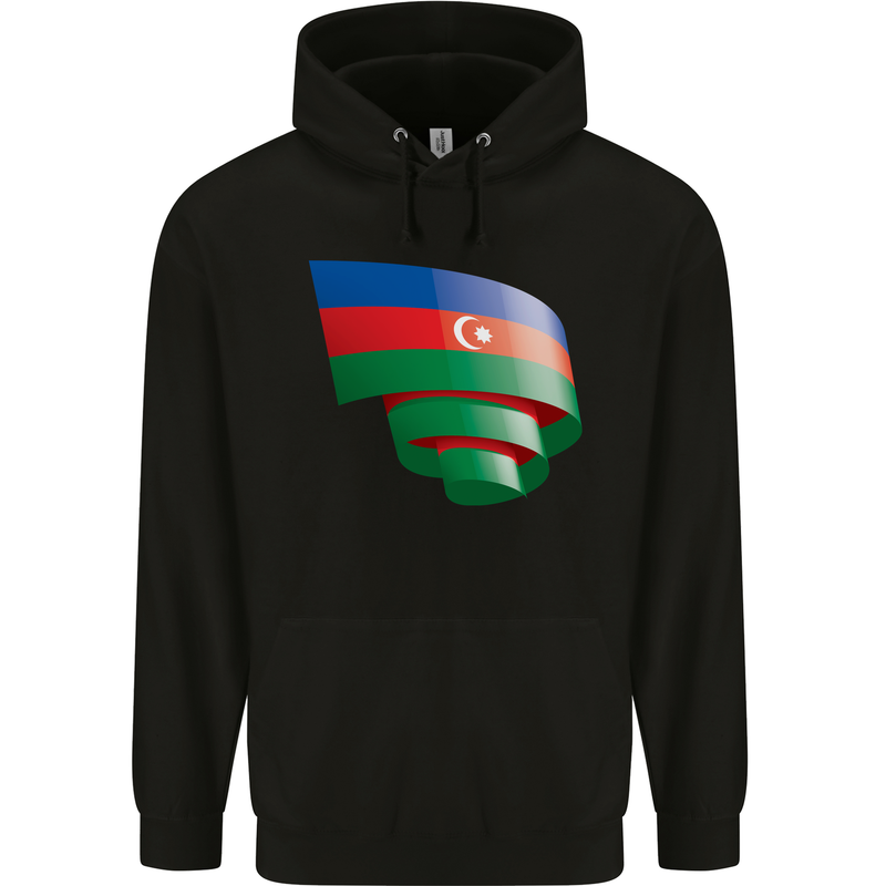 Curled Azerbaijan Flag Azerbaijani Day Football Childrens Kids Hoodie Black