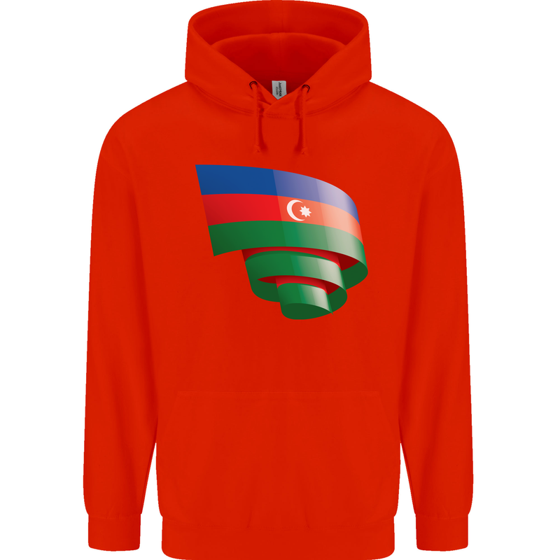 Curled Azerbaijan Flag Azerbaijani Day Football Childrens Kids Hoodie Bright Red