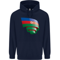 Curled Azerbaijan Flag Azerbaijani Day Football Childrens Kids Hoodie Navy Blue