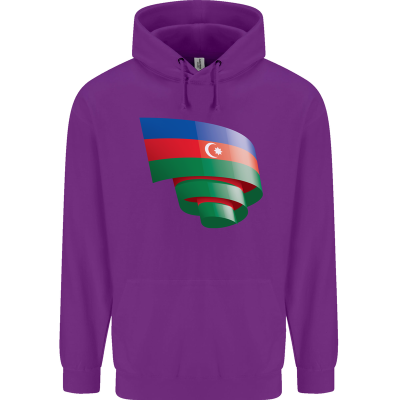 Curled Azerbaijan Flag Azerbaijani Day Football Childrens Kids Hoodie Purple