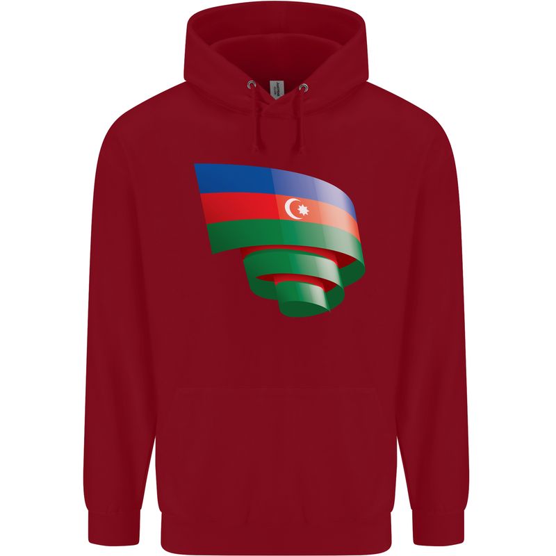 Curled Azerbaijan Flag Azerbaijani Day Football Childrens Kids Hoodie Red
