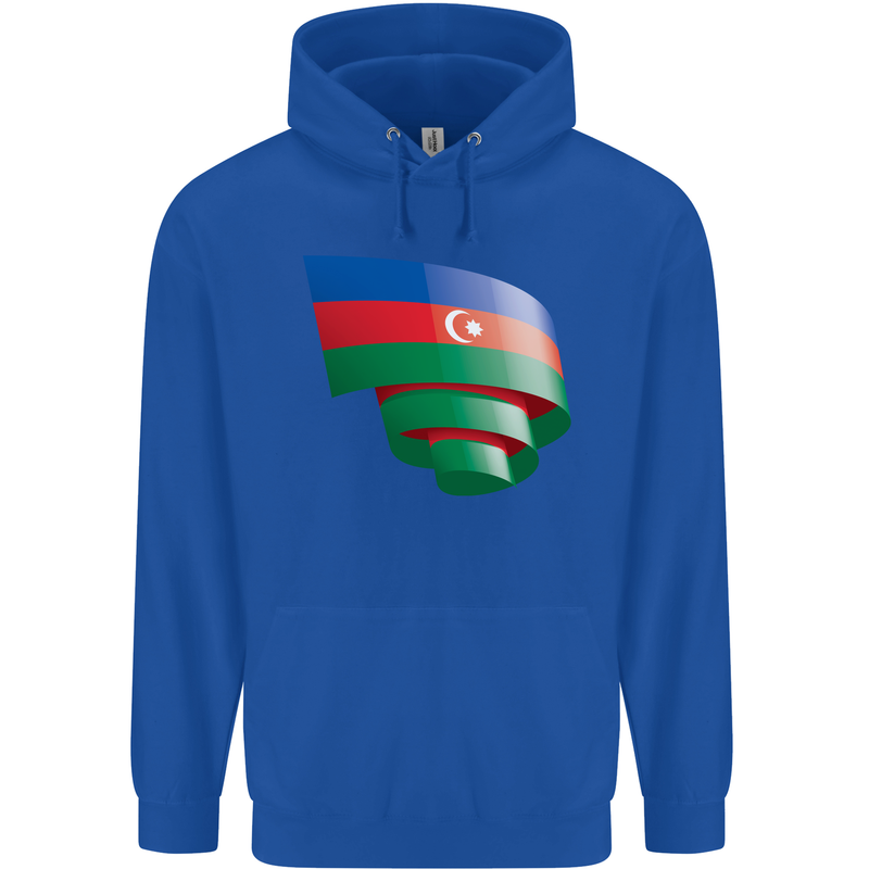 Curled Azerbaijan Flag Azerbaijani Day Football Childrens Kids Hoodie Royal Blue