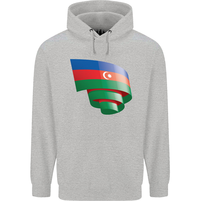 Curled Azerbaijan Flag Azerbaijani Day Football Childrens Kids Hoodie Sports Grey