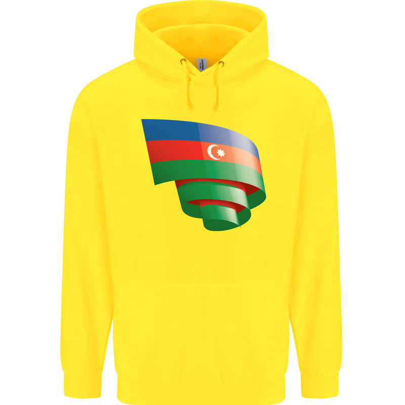 Curled Azerbaijan Flag Azerbaijani Day Football Childrens Kids Hoodie Yellow