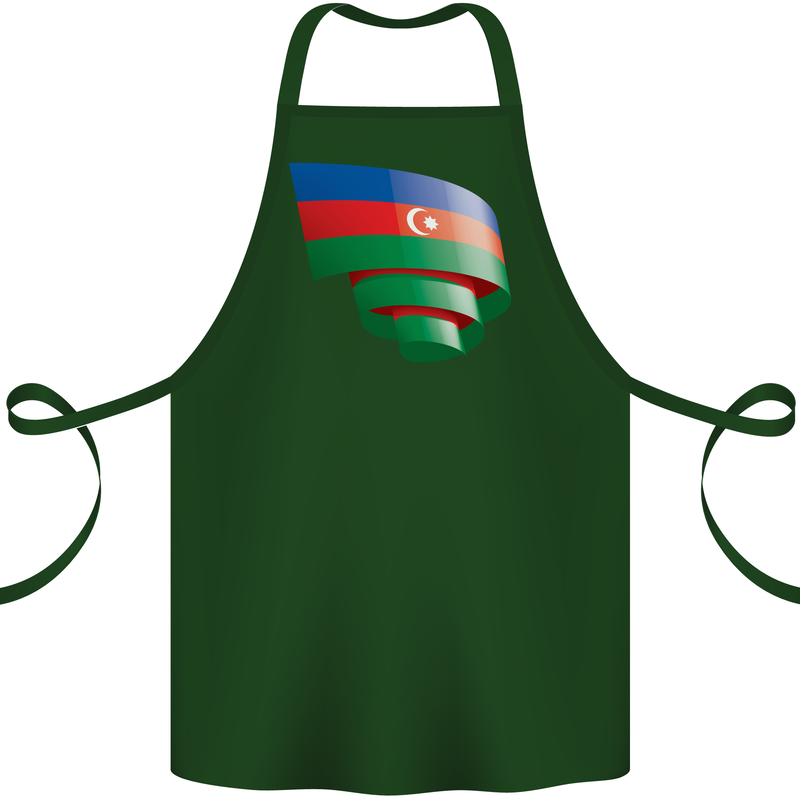 Curled Azerbaijan Flag Azerbaijani Day Football Cotton Apron 100% Organic Forest Green