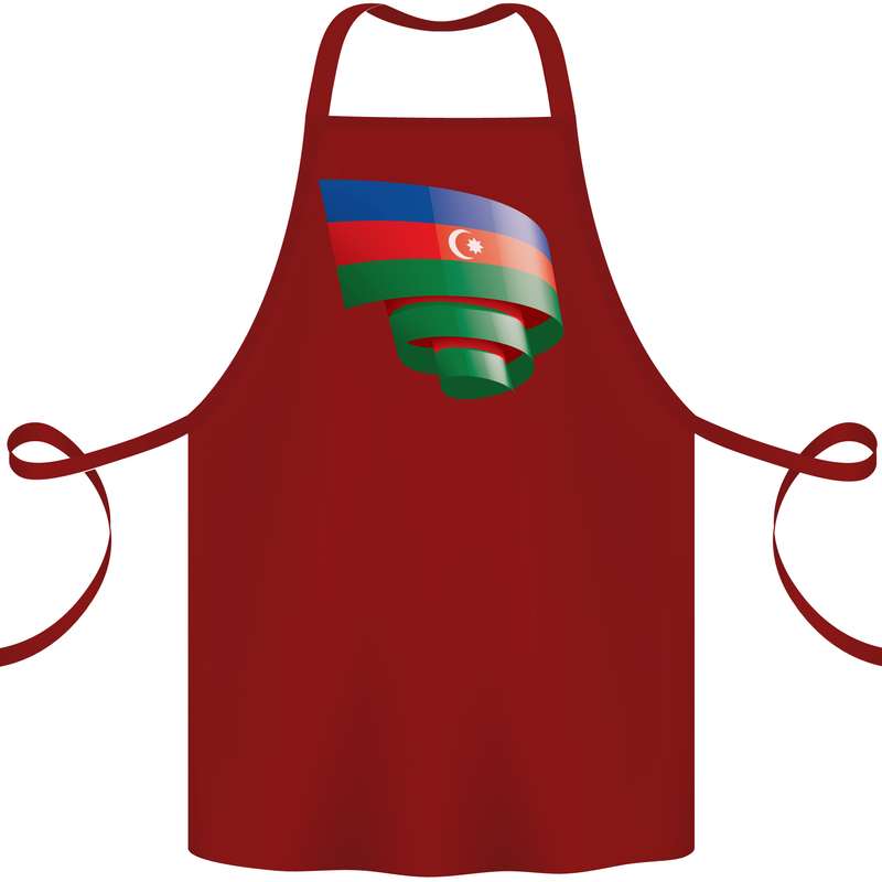 Curled Azerbaijan Flag Azerbaijani Day Football Cotton Apron 100% Organic Maroon