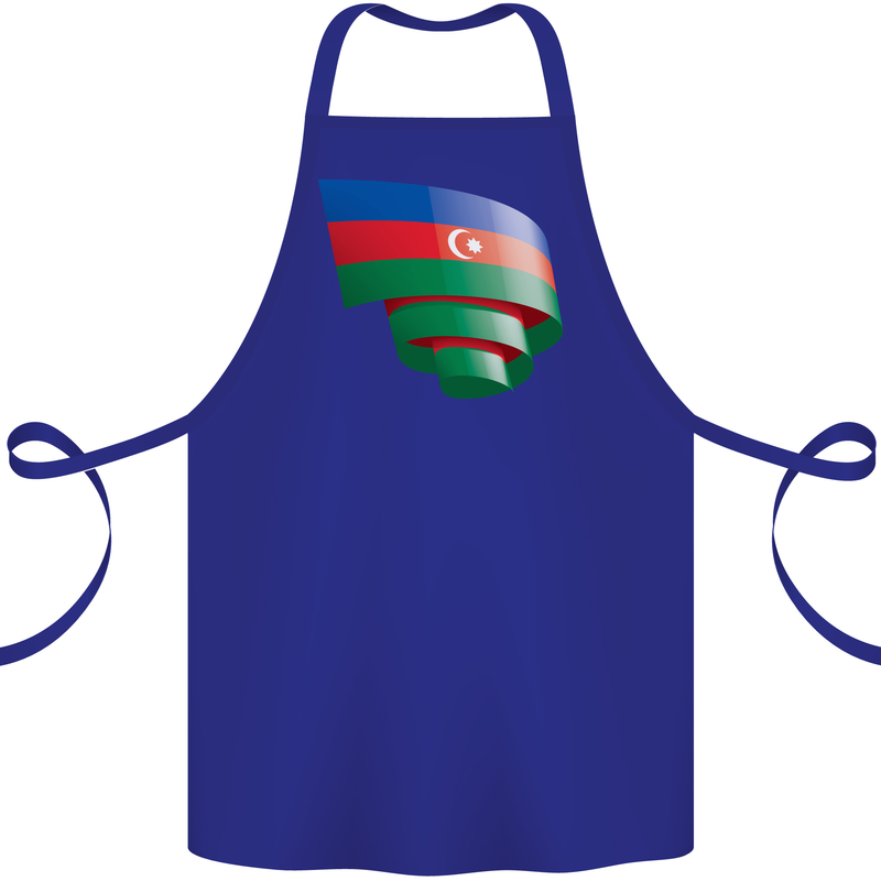 Curled Azerbaijan Flag Azerbaijani Day Football Cotton Apron 100% Organic Royal Blue