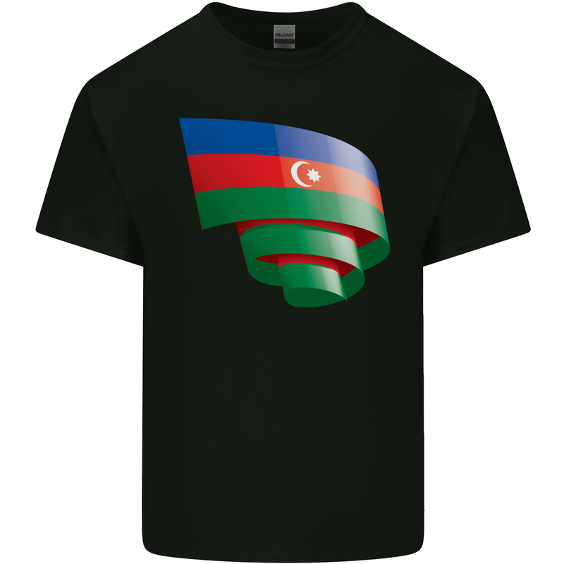 Curled Azerbaijan Flag Azerbaijani Day Football Kids T-Shirt Childrens Black