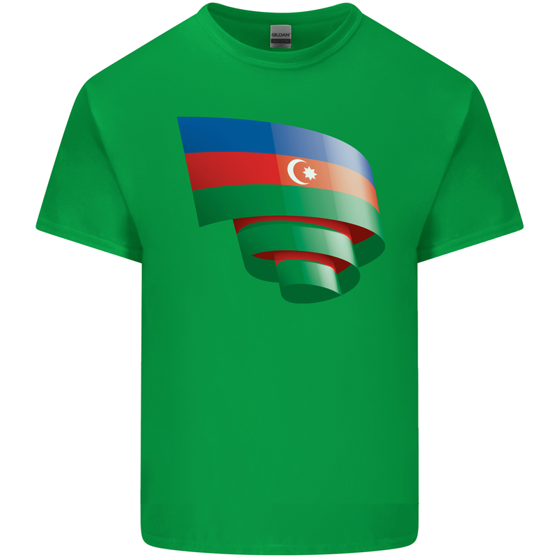 Curled Azerbaijan Flag Azerbaijani Day Football Kids T-Shirt Childrens Irish Green