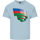 Curled Azerbaijan Flag Azerbaijani Day Football Kids T-Shirt Childrens Light Blue