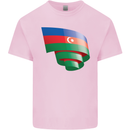 Curled Azerbaijan Flag Azerbaijani Day Football Kids T-Shirt Childrens Light Pink