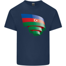 Curled Azerbaijan Flag Azerbaijani Day Football Kids T-Shirt Childrens Navy Blue