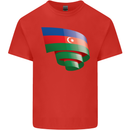 Curled Azerbaijan Flag Azerbaijani Day Football Kids T-Shirt Childrens Red