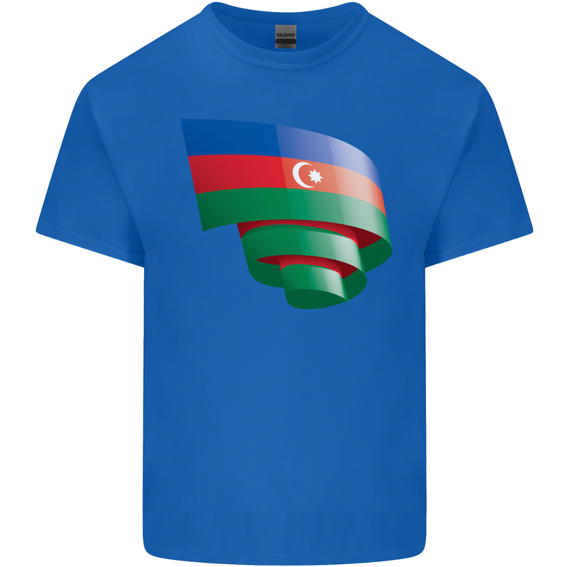 Curled Azerbaijan Flag Azerbaijani Day Football Kids T-Shirt Childrens Royal Blue