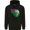 Curled Azerbaijan Flag Azerbaijani Day Football Mens 80% Cotton Hoodie Black