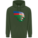 Curled Azerbaijan Flag Azerbaijani Day Football Mens 80% Cotton Hoodie Forest Green