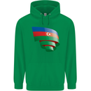 Curled Azerbaijan Flag Azerbaijani Day Football Mens 80% Cotton Hoodie Irish Green