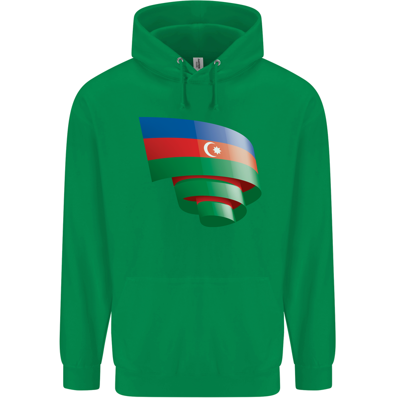 Curled Azerbaijan Flag Azerbaijani Day Football Mens 80% Cotton Hoodie Irish Green