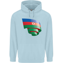 Curled Azerbaijan Flag Azerbaijani Day Football Mens 80% Cotton Hoodie Light Blue