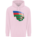Curled Azerbaijan Flag Azerbaijani Day Football Mens 80% Cotton Hoodie Light Pink