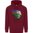 Curled Azerbaijan Flag Azerbaijani Day Football Mens 80% Cotton Hoodie Maroon