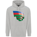 Curled Azerbaijan Flag Azerbaijani Day Football Mens 80% Cotton Hoodie Sports Grey