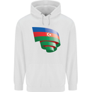 Curled Azerbaijan Flag Azerbaijani Day Football Mens 80% Cotton Hoodie White