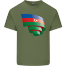 Curled Azerbaijan Flag Azerbaijani Day Football Mens Cotton T-Shirt Tee Top Military Green
