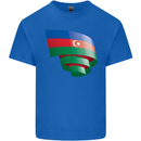 Curled Azerbaijan Flag Azerbaijani Day Football Mens Cotton T-Shirt Tee Top Royal Blue
