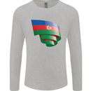 Curled Azerbaijan Flag Azerbaijani Day Football Mens Long Sleeve T-Shirt Sports Grey