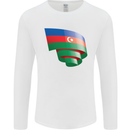 Curled Azerbaijan Flag Azerbaijani Day Football Mens Long Sleeve T-Shirt White