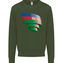 Curled Azerbaijan Flag Azerbaijani Day Football Mens Sweatshirt Jumper Forest Green