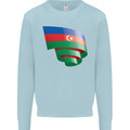 Curled Azerbaijan Flag Azerbaijani Day Football Mens Sweatshirt Jumper Light Blue