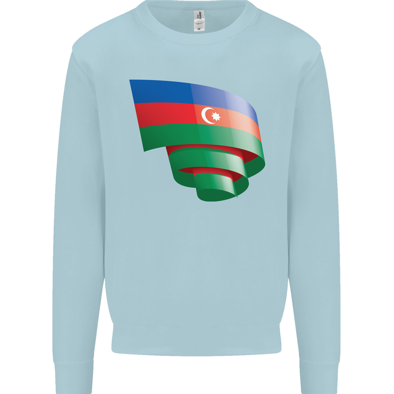Curled Azerbaijan Flag Azerbaijani Day Football Mens Sweatshirt Jumper Light Blue