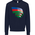 Curled Azerbaijan Flag Azerbaijani Day Football Mens Sweatshirt Jumper Navy Blue