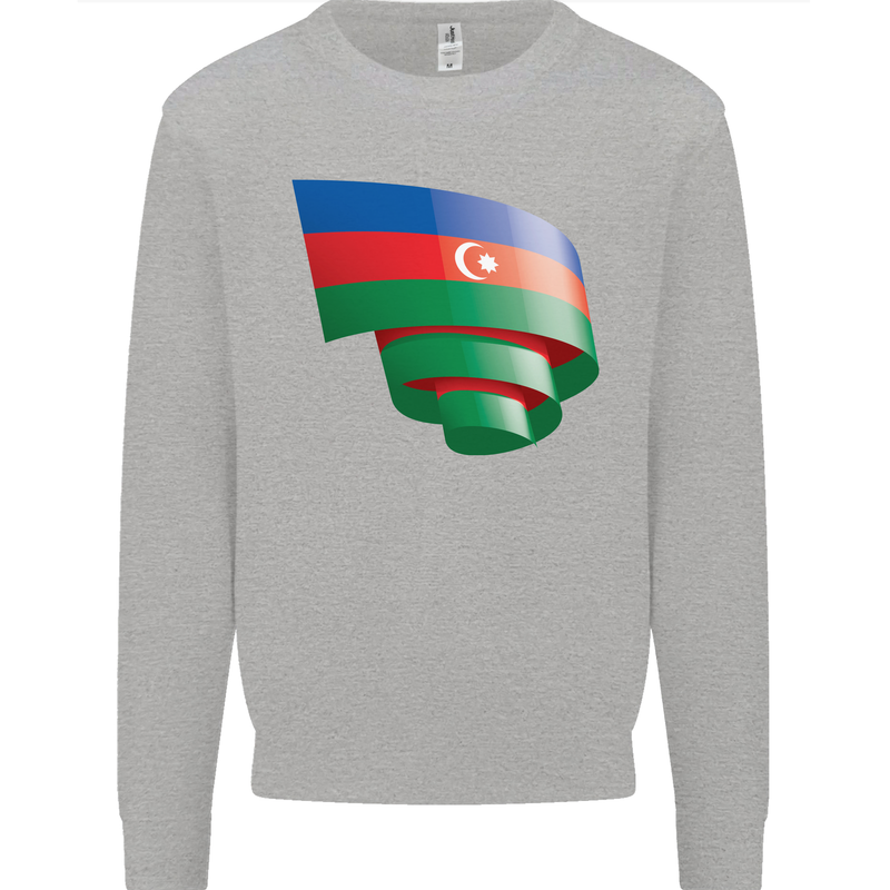 Curled Azerbaijan Flag Azerbaijani Day Football Mens Sweatshirt Jumper Sports Grey